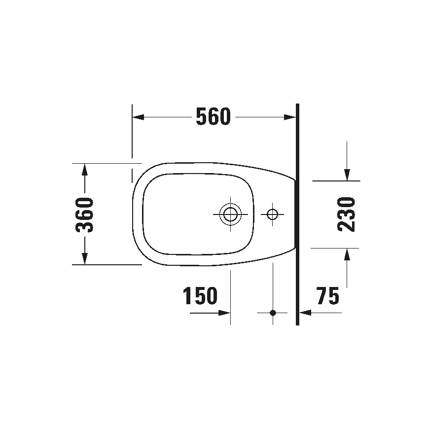 Duravit 22411000002 - Stojeći bide D-CODE 35,5x52,5 cm keramika/sjajna bela