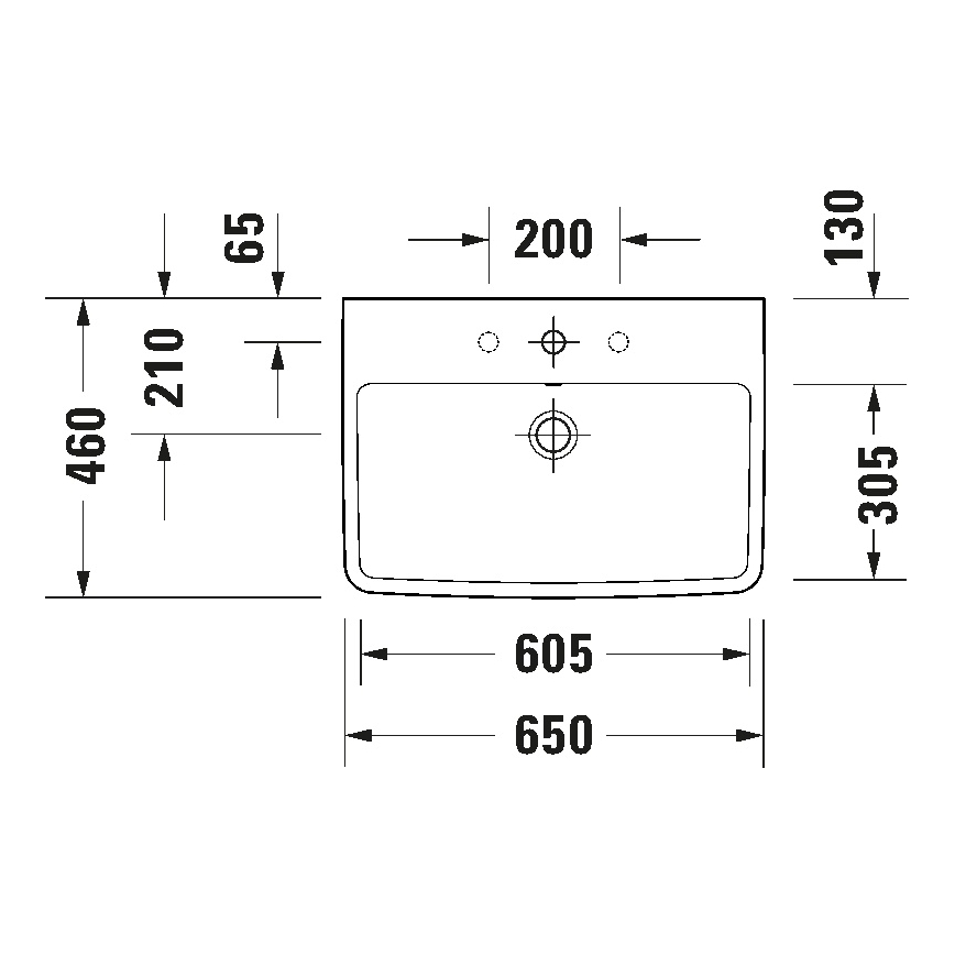 Duravit 23756500002 - Viseći umivaonik D-NEO 65x46 cm keramika/sjajna bela