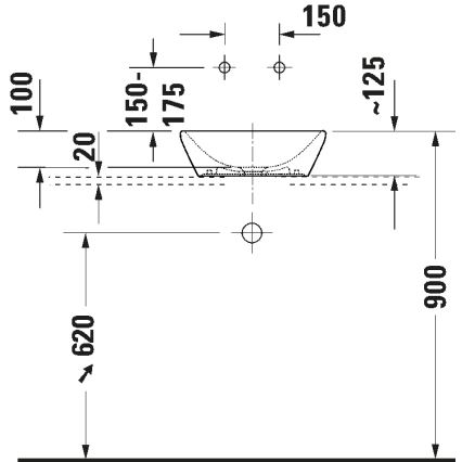 Duravit 2397400070 - Umivaonik za ploču D-NEO 40x40 cm keramika/sjajna bela