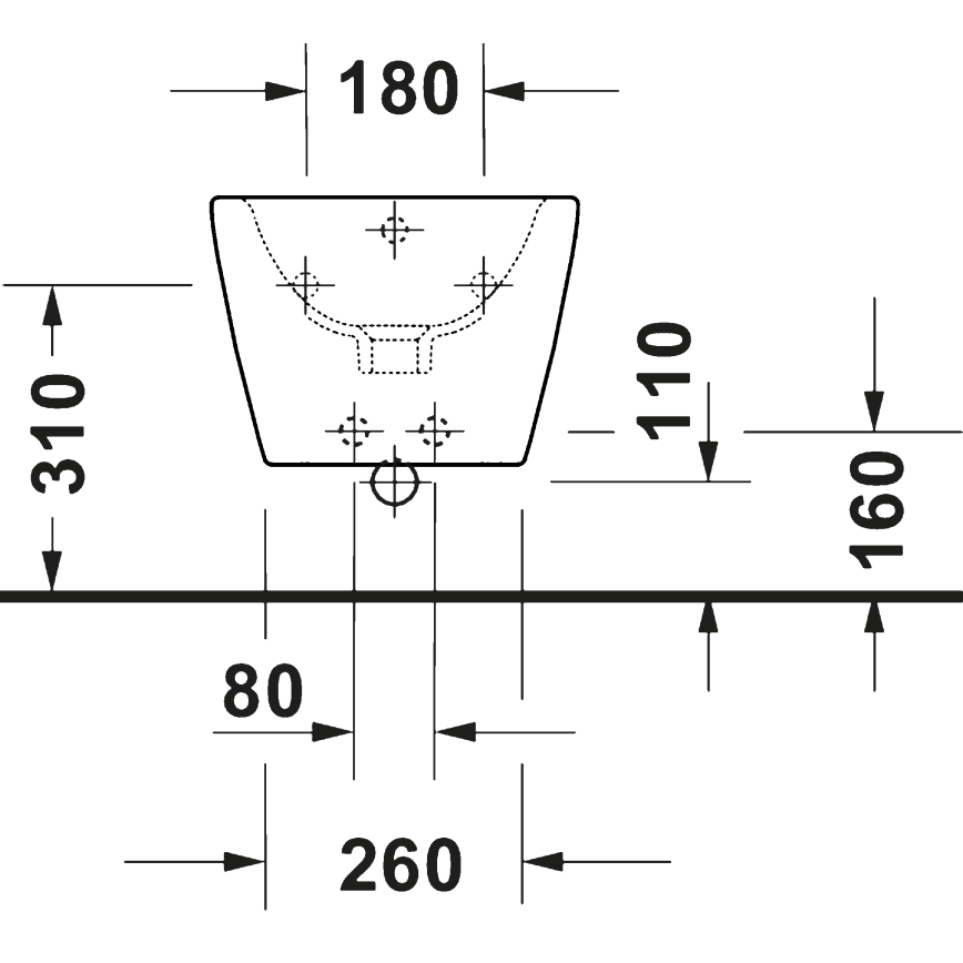 Duravit 27271500002 - Viseći bide D-CODE keramika/sjajna bela