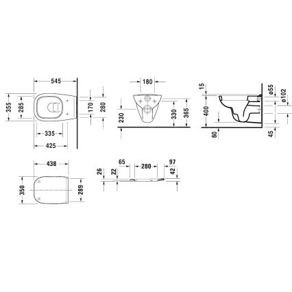 Duravit 45350900A1 - Zidna WC šolja sa prigušivim daskom D-CODE keramika/sjajna bela