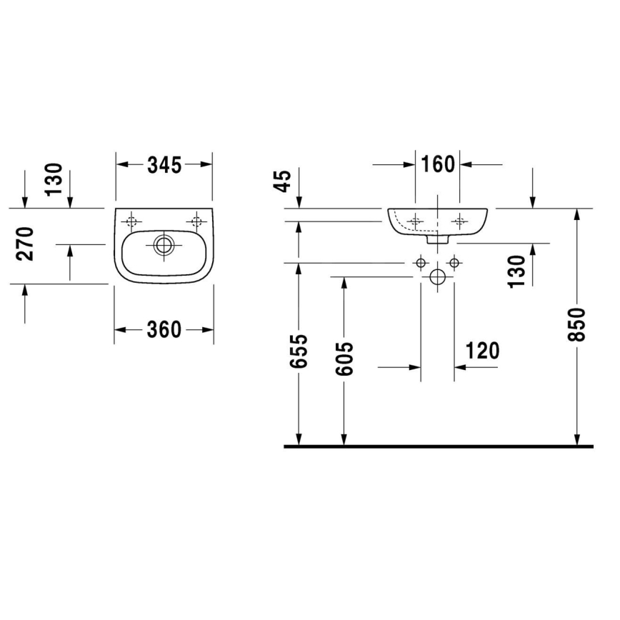 Duravit 7053600092 - Viseći umivaonik D-CODE 36x27 cm keramika/sjajna bela