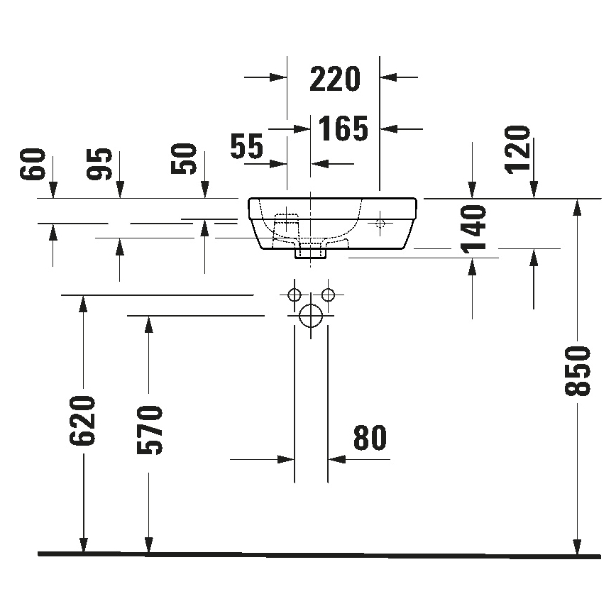 Duravit 7494000412 - Zidni umivaonik D-CODE 40x22 cm keramika/sjajna bela