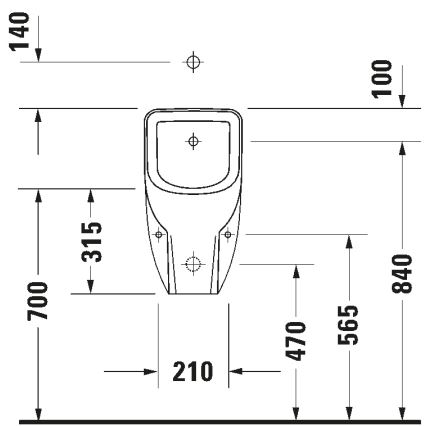 Duravit 828300000 - Pisoar Rimless D-CODE gornji dovod, zadnji odvod keramika/sjajna bela
