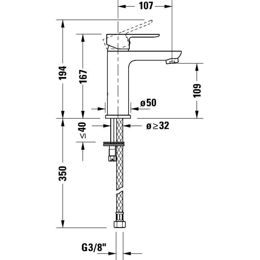Duravit DC1023002046 - Baterija za umivaonik D-CODE mat crna