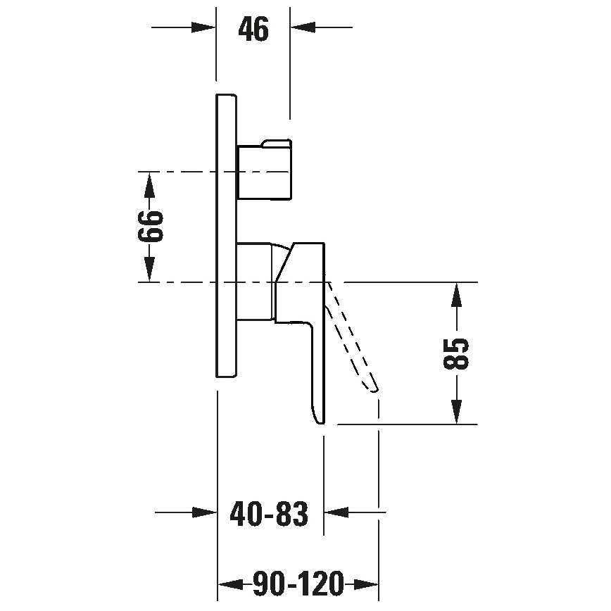 Duravit DC4210012046 - Tuš baterija za podometnu ugradnju D-CODE, mat crna