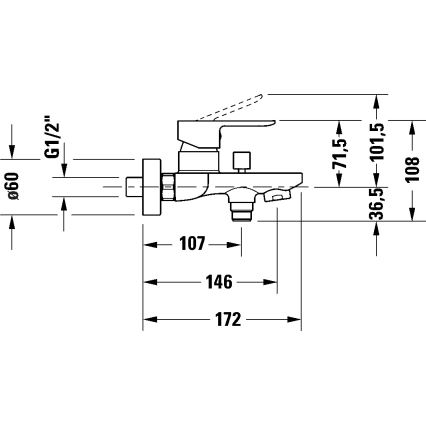 Duravit DC5230001046 - baterija za kadu D-CODE, mat crna