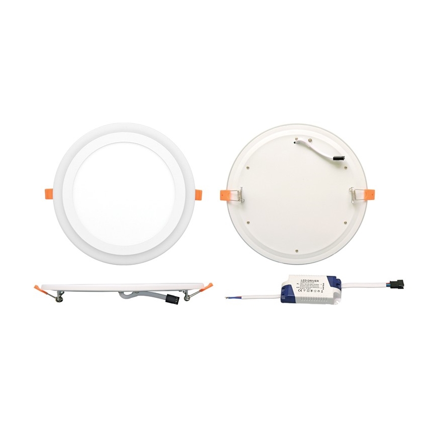 LED ugradna svetiljka DUO LED/18W/230V + LED/6W