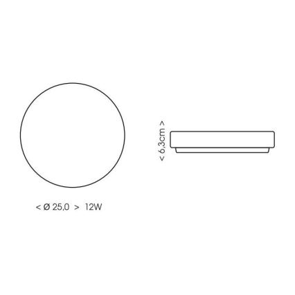 LED kupatilsko plafonsko svetlo LIRA LED/12W/230V 4000K prečnika 25 cm IP44 crno