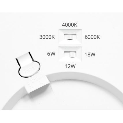 LED prigušiva panel LEXA LED/6/12/18W/230V 3000/4000/6000K pr. 22,5 cm bela