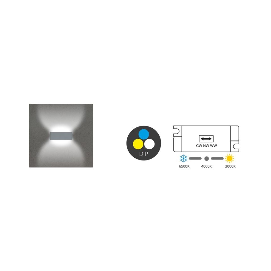 LED spoljašnje zidno svetlo BRICK 2xLED/6W/230V 3000/4000/6500K IP65 belo
