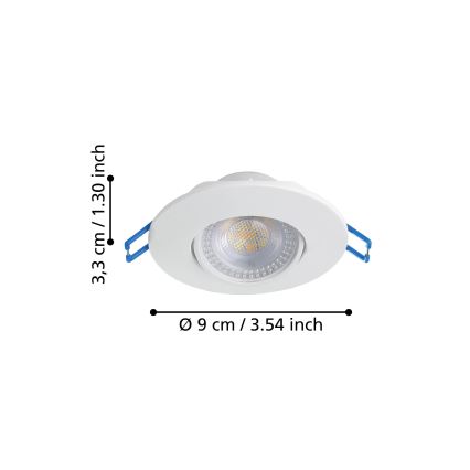 Eglo - SET od 10 LED ugradnih plafonskih svetiljki LED/4,9W/230V 2700/4000/6500K prečnik 9 cm bele