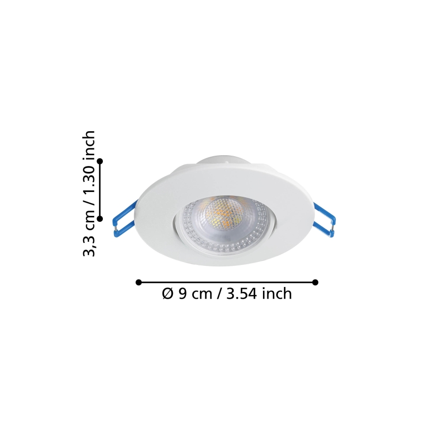 Eglo - SET od 10 LED ugradnih plafonskih svetiljki LED/4,9W/230V 2700/4000/6500K prečnik 9 cm bele