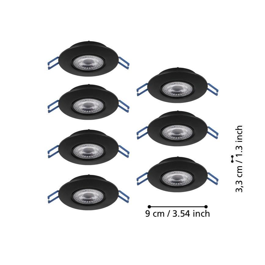 Eglo - Komplet 7x LED ugradno stropno svetlo LED/4,9W/230V 2700/4000/6500K, prečnik 9 cm, crno