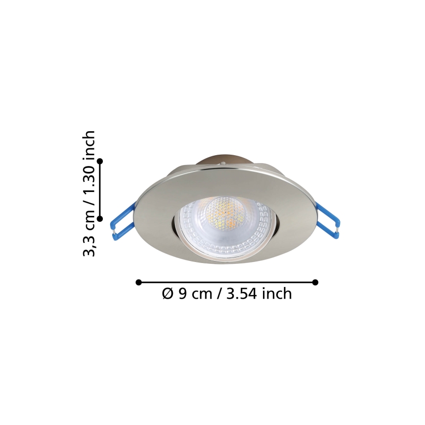 Eglo - Komplet od 10 LED ugradnih plafonskih svetala LED/4,9W/230V 2700/4000/6500K prečnik 9 cm mat hrom