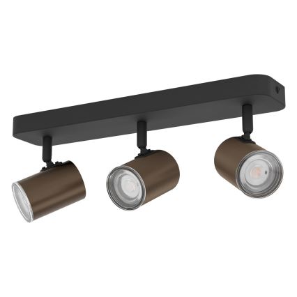 Eglo - Spot svetlo za kupatilo 3xGU10/5W/230V IP44 crno/smeđe