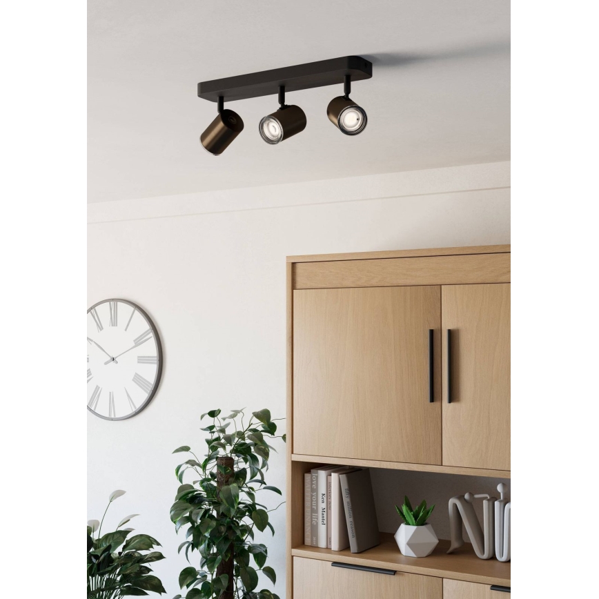 Eglo - Spot svetlo za kupatilo 3xGU10/5W/230V IP44 crno/smeđe