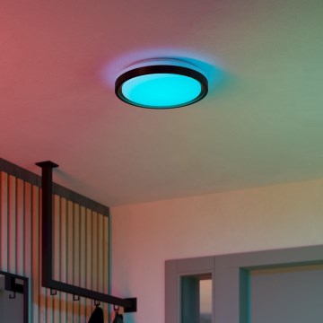 Eglo 300684 - LED RGBW prigušiva stropna svetiljka MALERAMARA-Z LED/14W/230V 2700-6500K prečnik 35,7 cm crna/zlatna + daljinski upravljač