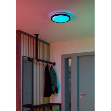 Eglo 300684 - LED RGBW prigušiva stropna svetiljka MALERAMARA-Z LED/14W/230V 2700-6500K prečnik 35,7 cm crna/zlatna + daljinski upravljač