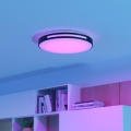 Eglo 300687 - LED RGBW prigušiva plafonska lampa MONTEGRANARO-Z LED/18,5W/230V 2700-6500K prečnik 39,4 cm crna + daljinski upravljač