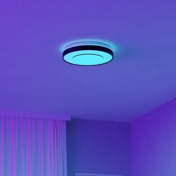 Eglo 300688 - LED RGBW prigušiva plafonska svetiljka MONTERIGGIONI-Z LED/18,5W/230V 2700-6500K, prečnik 38,4 cm, crna + daljinski upravljač