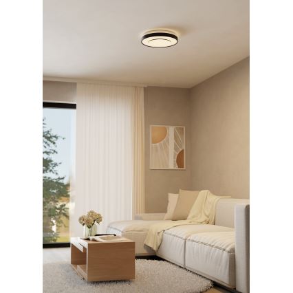 Eglo 300688 - LED RGBW prigušiva plafonska svetiljka MONTERIGGIONI-Z LED/18,5W/230V 2700-6500K, prečnik 38,4 cm, crna + daljinski upravljač