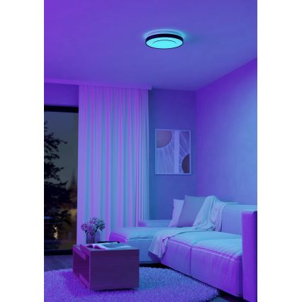 Eglo 300688 - LED RGBW prigušiva plafonska svetiljka MONTERIGGIONI-Z LED/18,5W/230V 2700-6500K, prečnik 38,4 cm, crna + daljinski upravljač