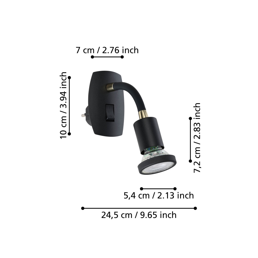 Eglo - LED lampa za utičnicu 1xGU10/4,5W/230V crna