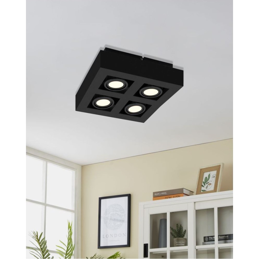 Eglo 31065 - LED spot svetiljka MENDOZA 4xLED/4,7W/230V 3000K crna