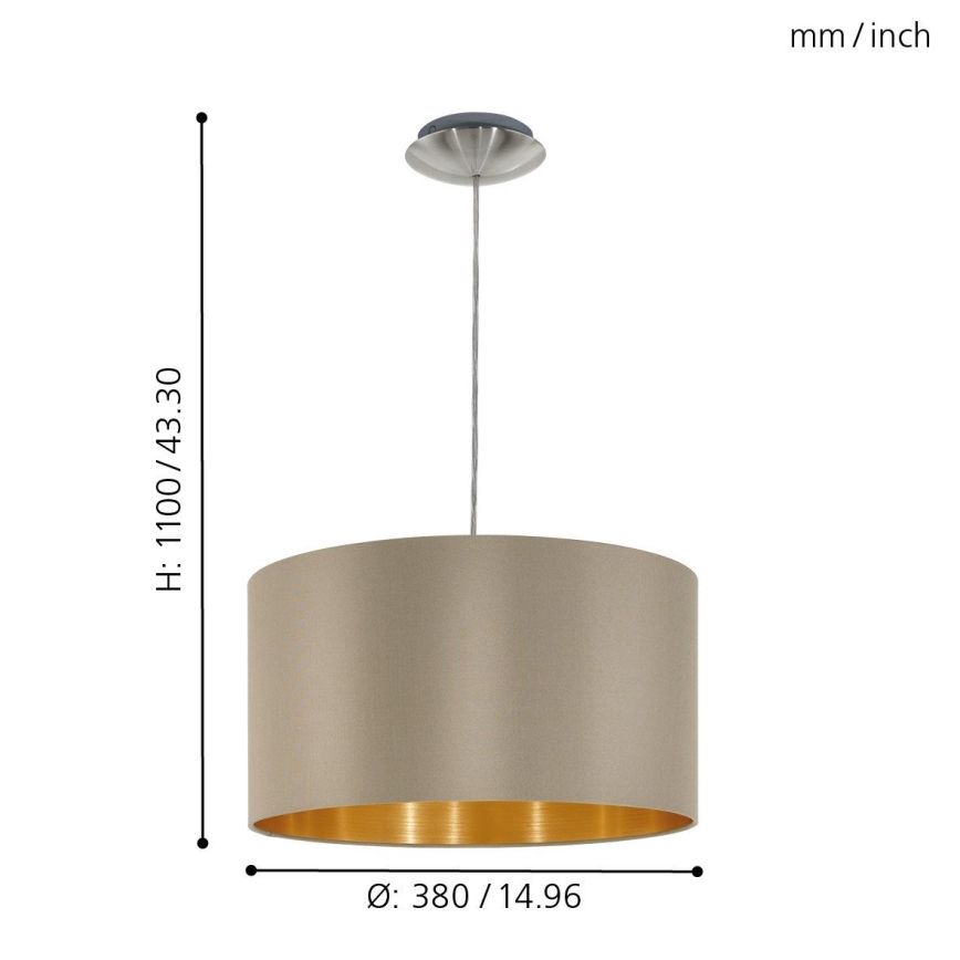 Eglo - Luster na sajli 1xE27/60W/230V taupe