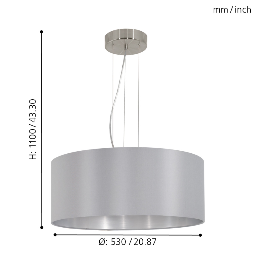 Eglo 31606 - Luster na sajli MASERLO 3xE27/60W/230V