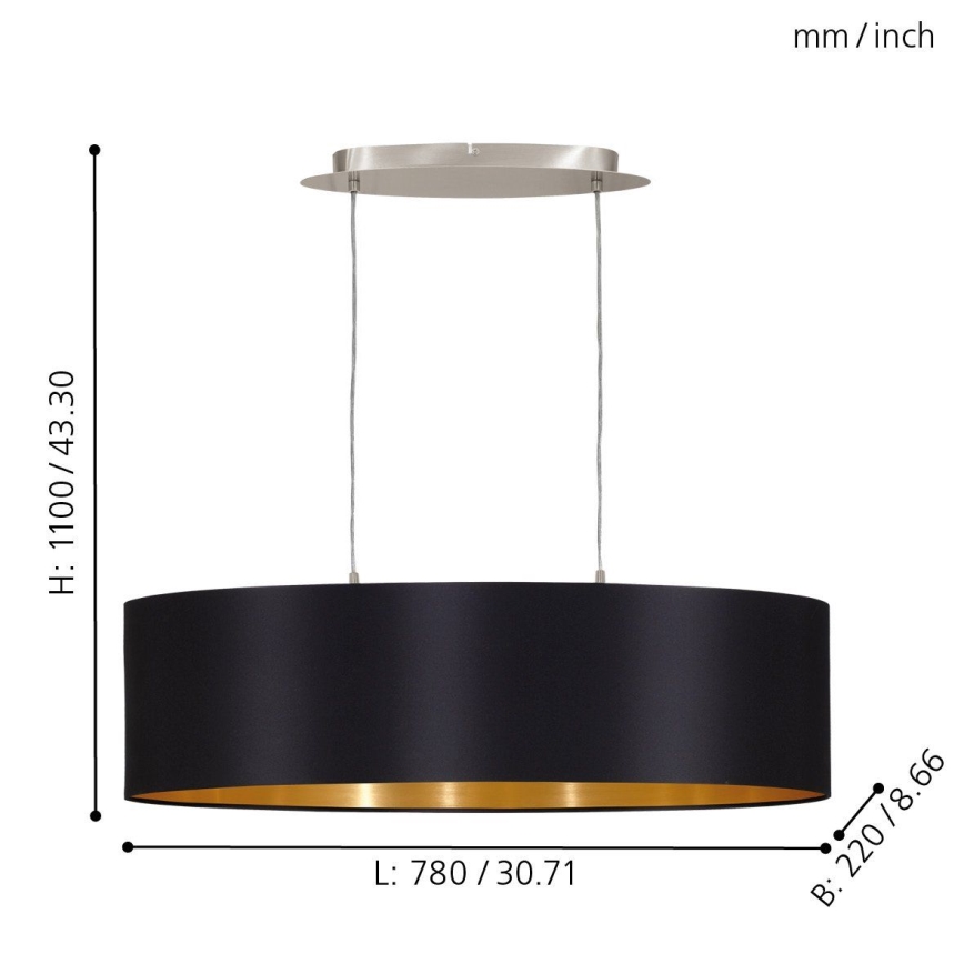 Eglo - Viseći luster na sajli 2xE27/60W/230V