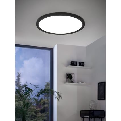 Eglo 31703 - LED RGBW prigušiva stropna svetiljka ROVITO-Z LED/14,6W/230V 2700-6500K prečnik 29,5 cm crna