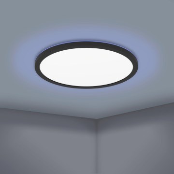 Eglo 31704 - LED RGBW prigušiva plafonska svetiljka ROVITO-Z 1xLED/16,5W/230V 2700-6500K prečnik 42 cm crna + daljinski upravljač
