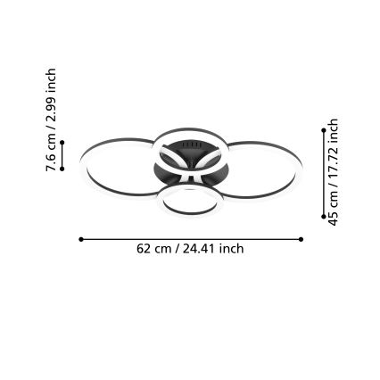 Eglo 31769 - LED prigušiva stropna svetiljka PARRAPOS-Z LED/41W/230V 3000-6500K crna