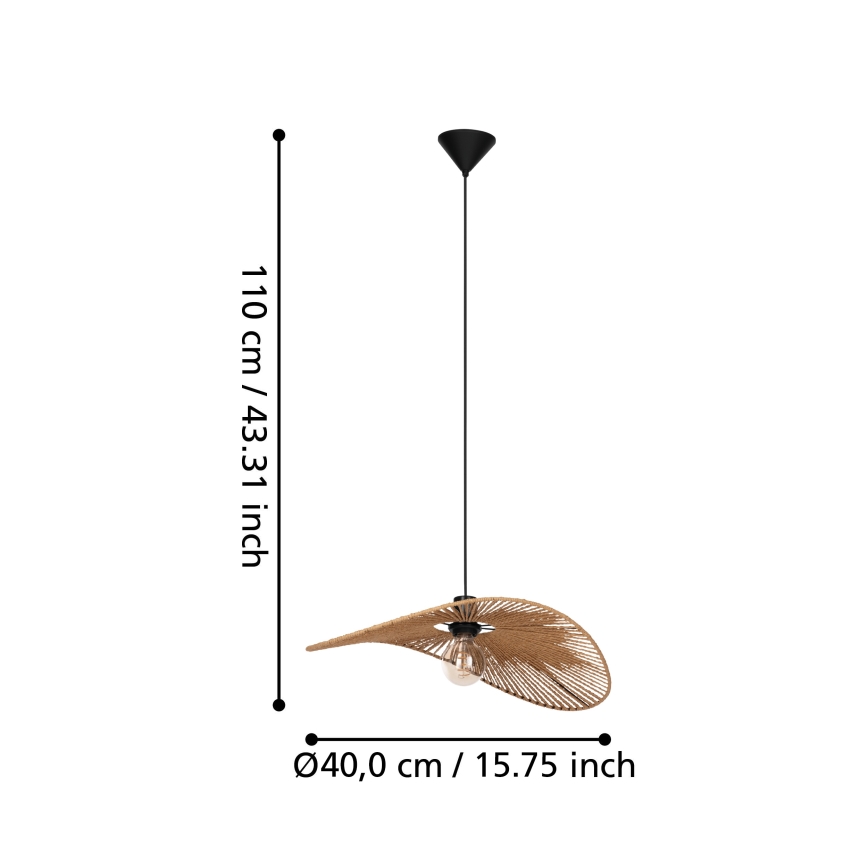 Eglo - Luster na sajli 1xE27/42W/230V 56 cm braon/crna