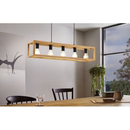 Eglo 32143 - Luster na sajli BLACKCROWN 5xE27/40W/230V braon