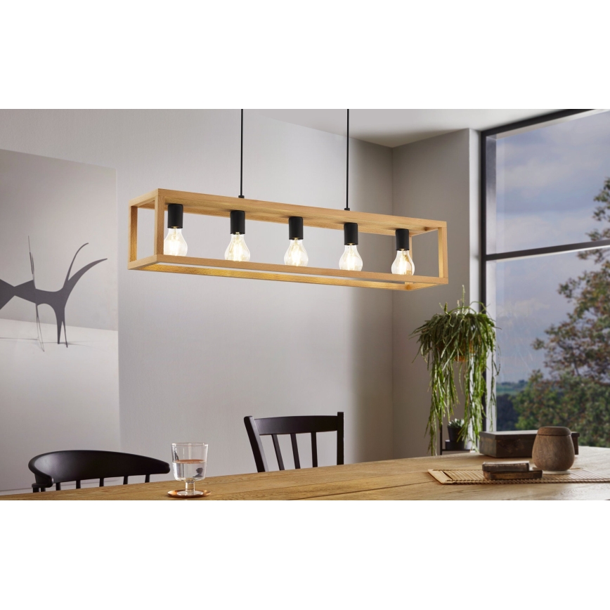 Eglo 32143 - Luster na sajli BLACKCROWN 5xE27/40W/230V braon