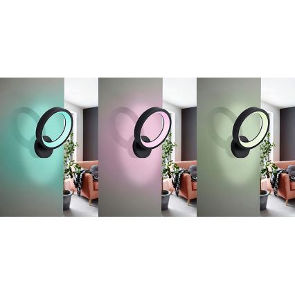 Eglo 32325 - LED RGBW prigušiva zidna lampa MARGHERA-C LED/16W/230V 2700-6500K crna