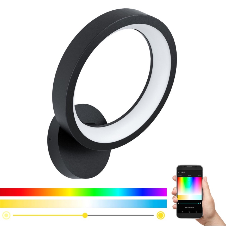 Eglo 32325 - LED RGBW prigušiva zidna lampa MARGHERA-C LED/16W/230V 2700-6500K crna