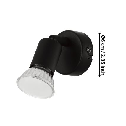Eglo - LED zidni spot 1xGU10/2,8W/230V 3000K crni