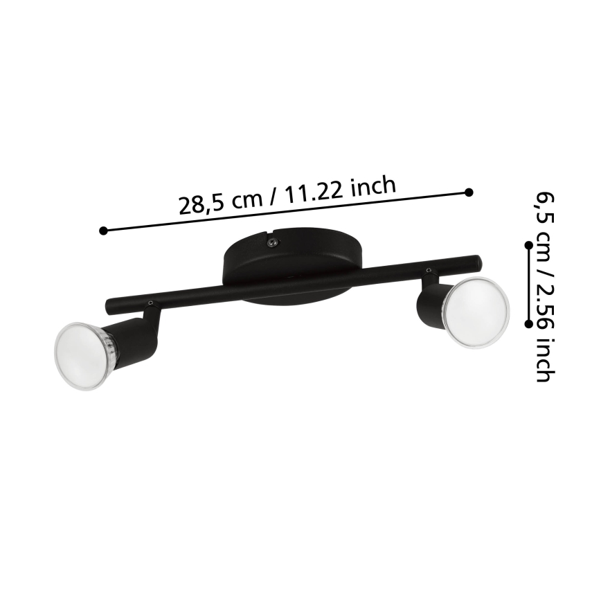 Eglo - LED spot svetlo 2xGU10/2,8W/230V 3000K crno
