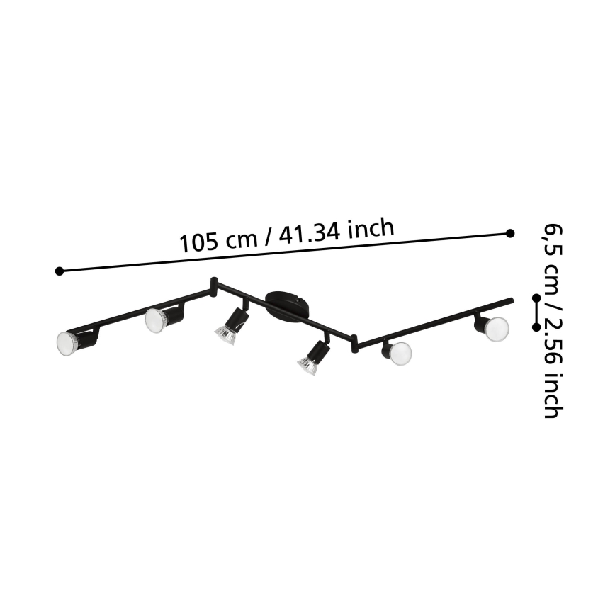 Eglo - LED spot svetiljka 6xGU10/2,8W/230V 3000K crna
