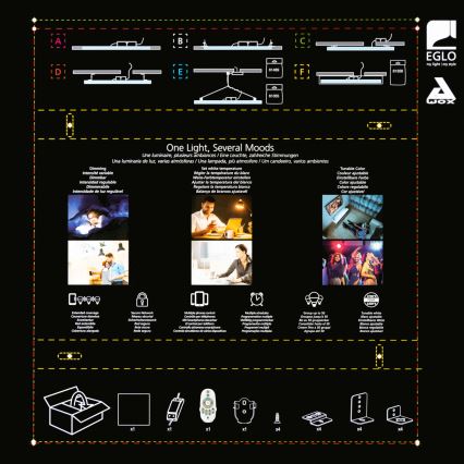 Eglo 32547 - LED RGBW prigušiva površinski/ugradni panel 2u1 SALOBRENA-C LED/34W/230V bela 60x60 cm + daljinski upravljač