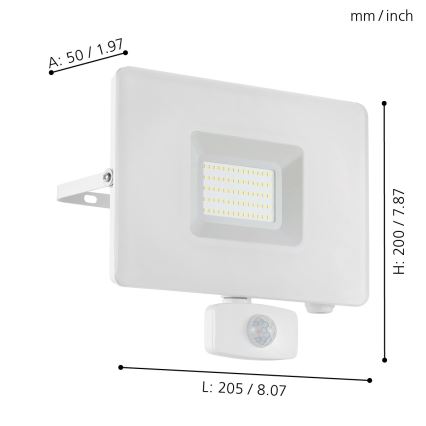 Eglo - LED reflektor sa senzorom LED/50W/230V IP44