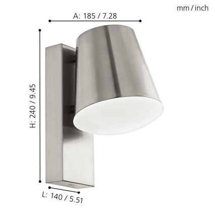 Eglo 33562 - LED prigušiva spoljašnje zidno svetlo CALDIERO-C 1xE27/9W/230V IP44