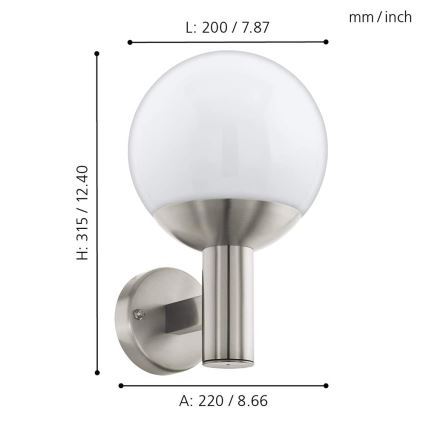 Eglo 33564 - LED spoljašnje zidno svetlo NISIA-C LED/9W/230V IP44