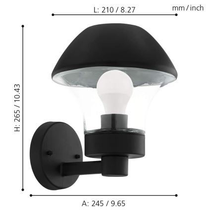 Eglo 33567 - LED prigušiva spoljna zidna svetiljka VERLUCCA-C 1xE27/9W/230V IP44