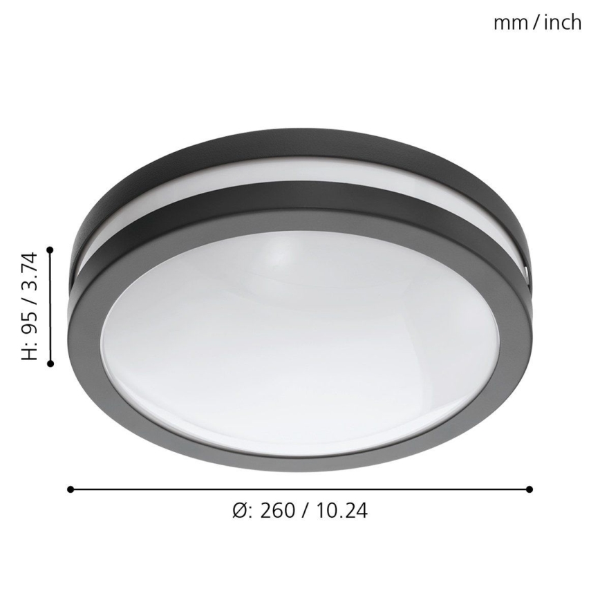 Eglo 33571 - LED prigušiva stropna svetiljka za kupatilo LOCANA-C LED/14W/230V IP44 antracit