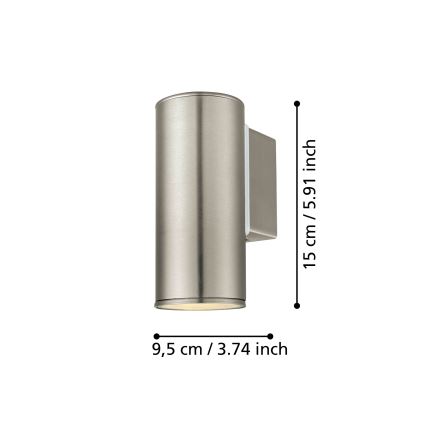 Eglo 33581 - LED RGBW prigušiva spoljna zidna lampa RIGA 1xGU10/5W/230V 2700-6500K IP44 mat hrom